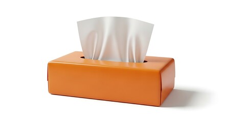 Orange tissue box with tissues on white background