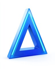 3D blue triangle with glowing neon lines