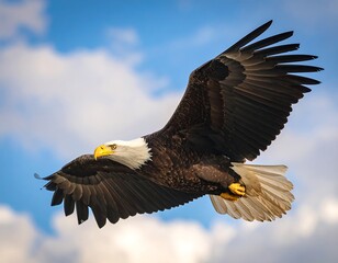 Obraz premium Majestic eagle soaring in vibrant sky