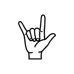  I love you hand sign in deaf language icon