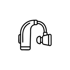  Line icon of hearing aid for deaf support and accessibility