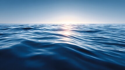 Obraz premium Tranquil ocean waves at sunrise.