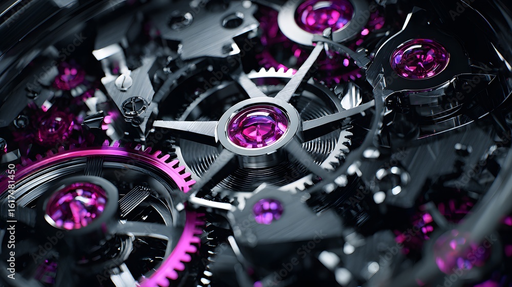 Poster close-up view of intricate clockwork mechanism.