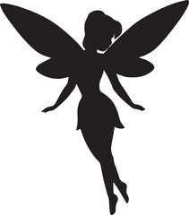 A pixie with delicate Silhouette vector illustration	