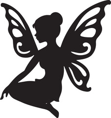 A pixie with delicate Silhouette vector illustration	