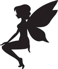 A pixie with delicate Silhouette vector illustration	