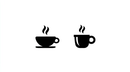 Black vector icon of a coffee cup and mug on a white background, Generative AI.