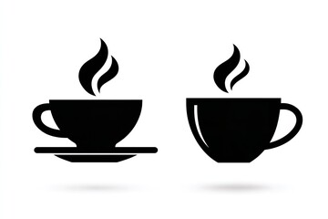 Black vector icon of a coffee cup and mug on a white background, Generative AI.