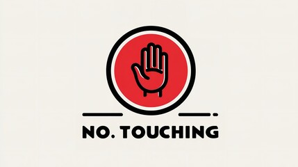 No hand sign vector illustration on a white background, Isolated graphic element for a banner, web page template, or the title of "No Touching", Generative AI