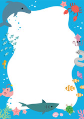 Obraz premium Underwater Ocean Life Border