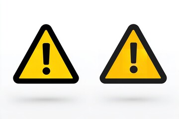 Yellow and Black Caution Sign Icon with Exclamation Mark Minimal Flat Vector Design, Generative AI.
