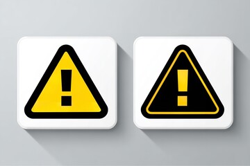Yellow and Black Caution Sign Icon with Exclamation Mark Minimal Flat Vector Design, Generative AI.