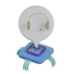 AI customer support chat 3D Icon colorful design