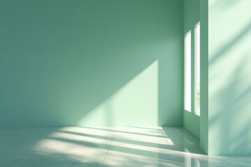 Obraz premium Empty mint green room with sunlight (1)