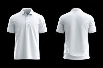 Front and back view of a white polo shirt