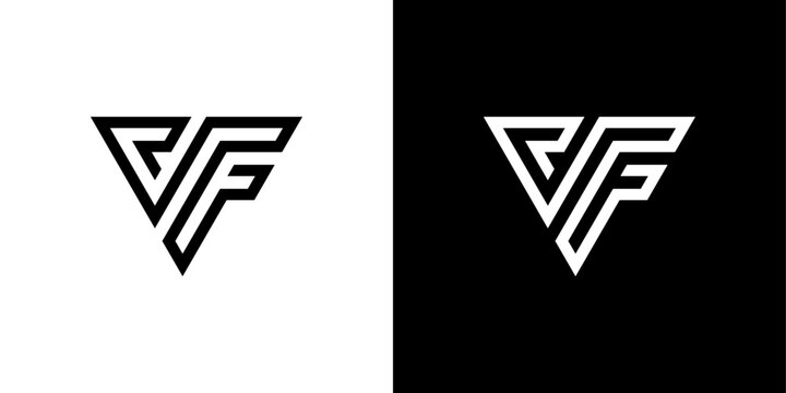 VF or FV initial letter logo design vector