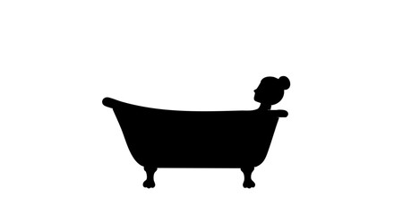 Silhouette of a person relaxing in a classic bathtub.