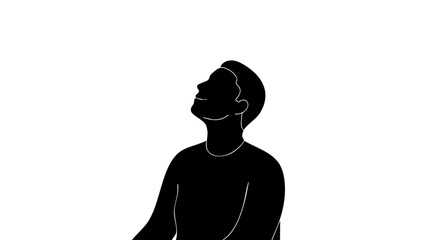 Silhouette of a person looking upwards.