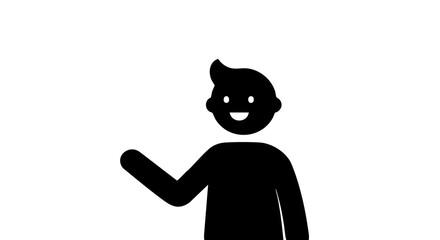 A simple, friendly stick figure waving hello.