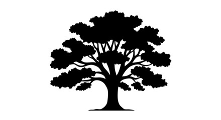 A striking silhouette of a sturdy oak tree, representing nature's resilience and strength.