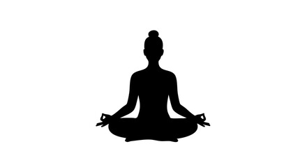 A silhouette of a person meditating in a lotus position.