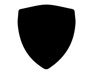 Simple black shield silhouette on white background with curved edges and apex