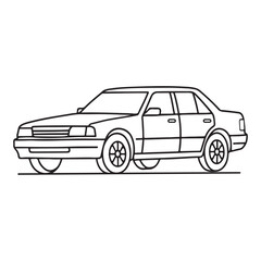 Simple line drawing of a classic sedan.