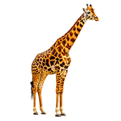 Naklejka premium Tall African Giraffe Isolated on Transparent Background