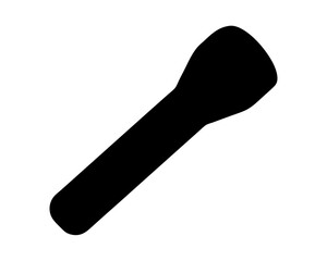 A black silhouette of a flashlight isolated on a white background