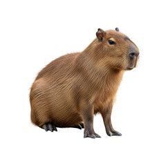Fototapeta premium Cute Capybara Sitting Isolated on Transparent Background