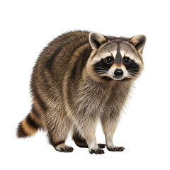 Obraz premium North American Raccoon Standing Isolated on Transparent Background