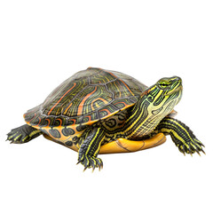 Fototapeta premium Red-Eared Slider Turtle Isolated on Transparent Background