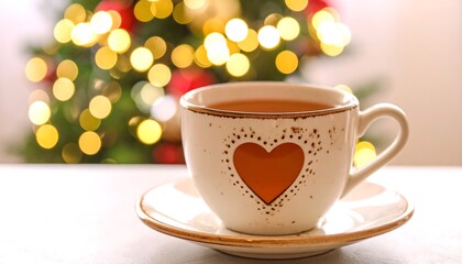 Obraz premium Festive teacup with heart design