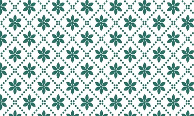 Seamless Floral Geometric Tile Pattern with Dotted Diamond Grid
