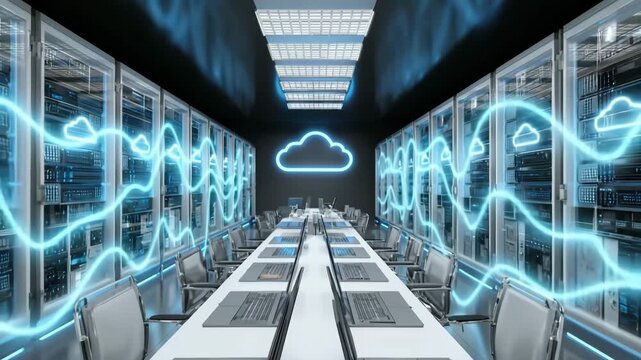 Modern data center cloud computing network servers - Powered by Adobe