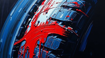 Futuristic Pit Stop Scene with Sports Car in Dramatic Digital Painting Style