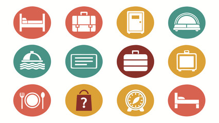 Collection of design icons set representing hotel  business Elemants amenities and services
