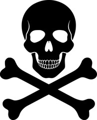 Skull and crossbones icon. Death symbol, danger or poison icon. Vector Illustration.
