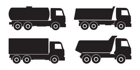 Commercial Truck Silhouette Vector Collection for Transport and Logistics 