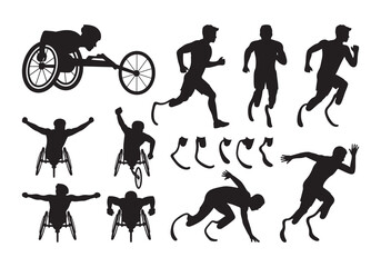 Disabled Athletes Silhouette Vector Collection for Para Sports 