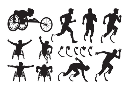 Disabled Athletes Silhouette Vector Collection for Para Sports 