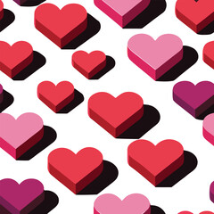 3D Love Hearts Seamless Pattern Romantic Background for Valentine s Day