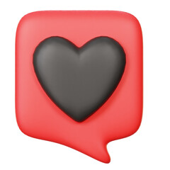 Black Heart in Red Speech Bubble 3D Love Sale Icon