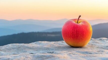 Red  rests on a rock overlooking a misty mountain range at sunrise.