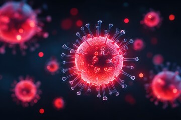 a hyper-detailed red virus 
