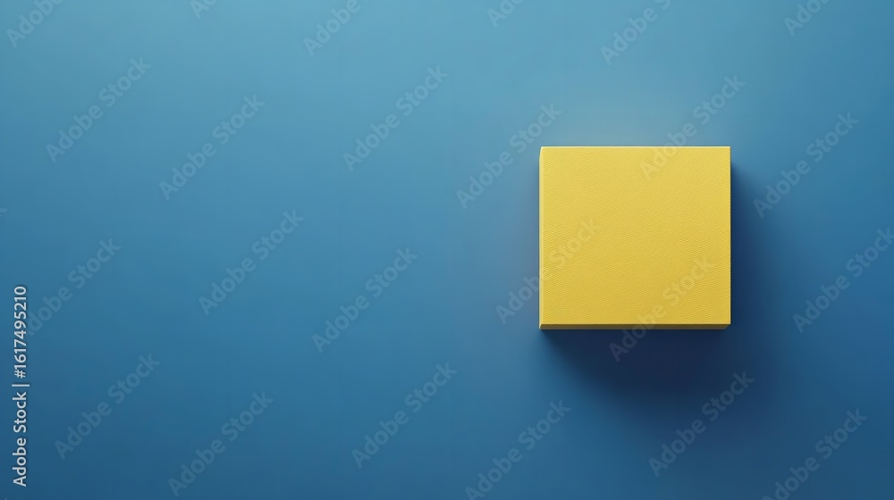 Aufkleber minimalist yellow square block on blue background for graphic design and presentation template use s