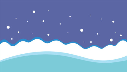 Glittery Snow Border with Cat Illustration Design for Winter