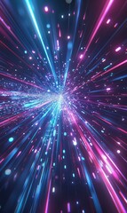 Naklejka premium Futuristic Light Speed Tunnel, Generate AI
