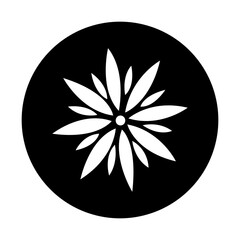 flower icon on black circle