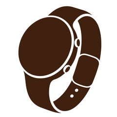 Simple brown smartwatch illustration on white background for tech and modern design